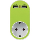 ΑΝΤΑΠΤΟΡΑΣ ΣΟΥΚΟ ΜΕ 2 USB ΠΡΑΣΙΝΟ ΜΕ ΠΡΟΣΤΑΣΙΑ ΕΠΑΦΩΝ
